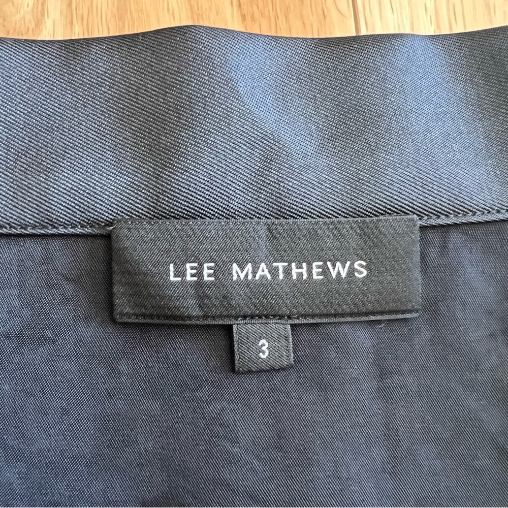 Lee Mathews Penny Black Wrap Mini Skirt Button Closure Pockets Size US 8 - Picture 5 of 8